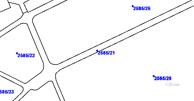 Parcela st. 2585/21 v KÚ Krč, Katastrální mapa