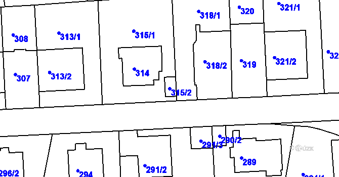 Parcela st. 315/2 v KÚ Krč, Katastrální mapa