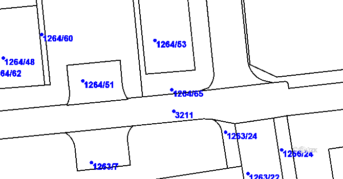 Parcela st. 1264/65 v KÚ Krč, Katastrální mapa