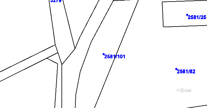 Parcela st. 2581/101 v KÚ Krč, Katastrální mapa