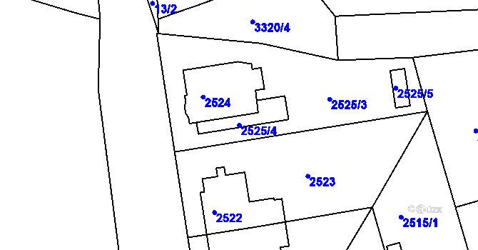 Parcela st. 2525/4 v KÚ Krč, Katastrální mapa