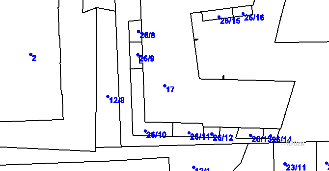 Parcela st. 17 v KÚ Michle, Katastrální mapa