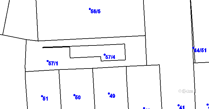 Parcela st. 57/4 v KÚ Michle, Katastrální mapa