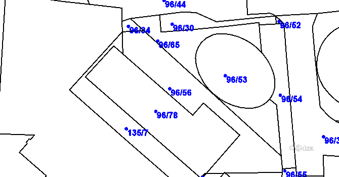 Parcela st. 96/56 v KÚ Michle, Katastrální mapa