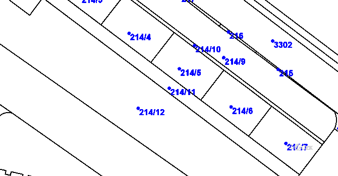 Parcela st. 214/11 v KÚ Michle, Katastrální mapa