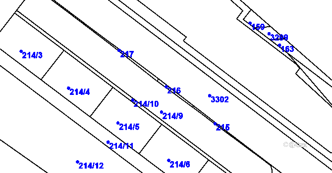 Parcela st. 216 v KÚ Michle, Katastrální mapa