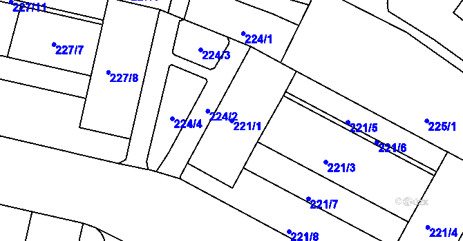 Parcela st. 221/1 v KÚ Michle, Katastrální mapa