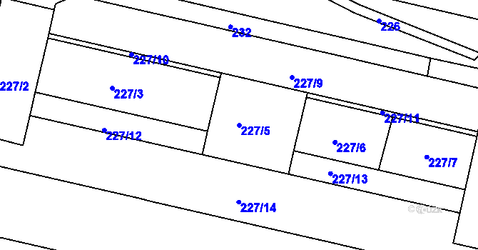 Parcela st. 227/5 v KÚ Michle, Katastrální mapa