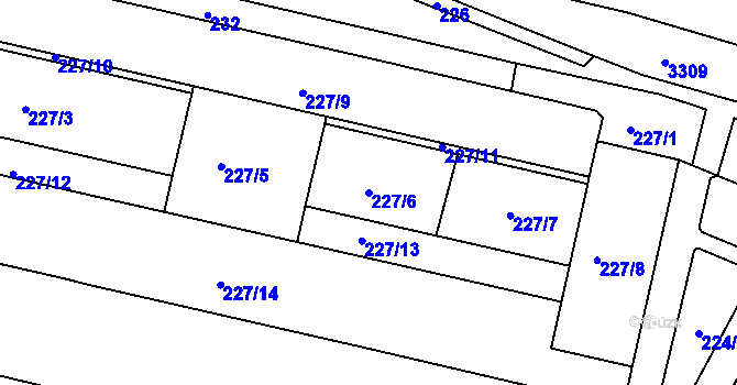 Parcela st. 227/6 v KÚ Michle, Katastrální mapa