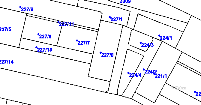Parcela st. 227/8 v KÚ Michle, Katastrální mapa