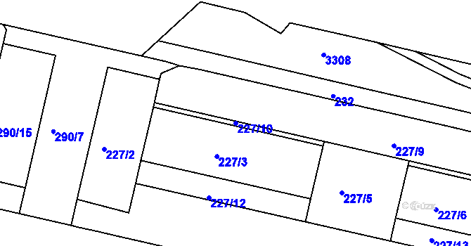 Parcela st. 227/10 v KÚ Michle, Katastrální mapa