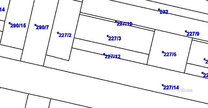 Parcela st. 227/12 v KÚ Michle, Katastrální mapa
