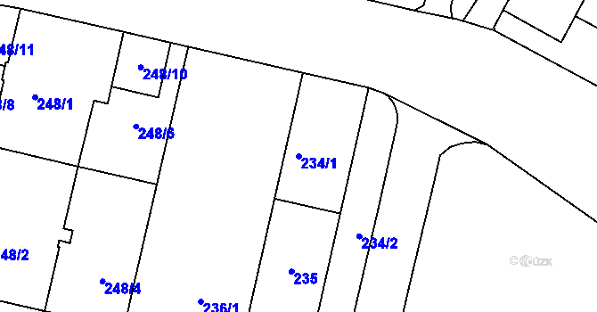 Parcela st. 234/1 v KÚ Michle, Katastrální mapa