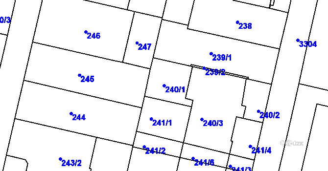 Parcela st. 240/1 v KÚ Michle, Katastrální mapa