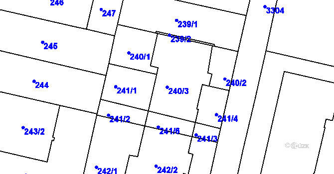 Parcela st. 240/3 v KÚ Michle, Katastrální mapa