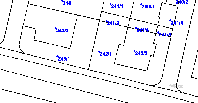 Parcela st. 242/1 v KÚ Michle, Katastrální mapa