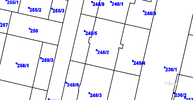 Parcela st. 248/2 v KÚ Michle, Katastrální mapa