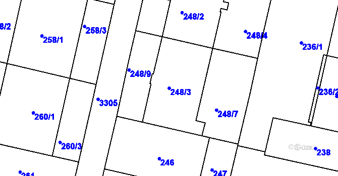 Parcela st. 248/3 v KÚ Michle, Katastrální mapa