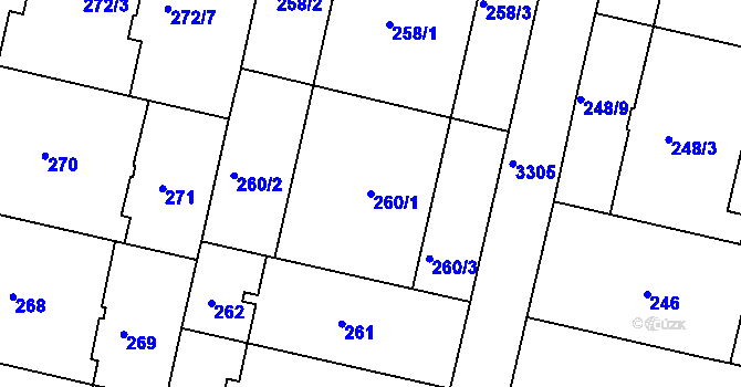 Parcela st. 260/1 v KÚ Michle, Katastrální mapa