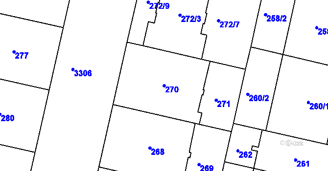 Parcela st. 270 v KÚ Michle, Katastrální mapa
