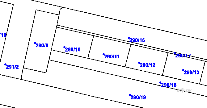 Parcela st. 290/11 v KÚ Michle, Katastrální mapa