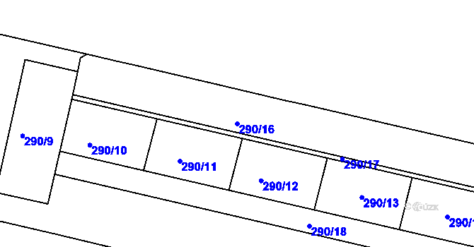 Parcela st. 290/16 v KÚ Michle, Katastrální mapa