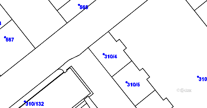Parcela st. 310/4 v KÚ Michle, Katastrální mapa