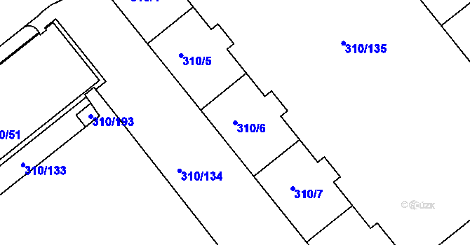 Parcela st. 310/6 v KÚ Michle, Katastrální mapa