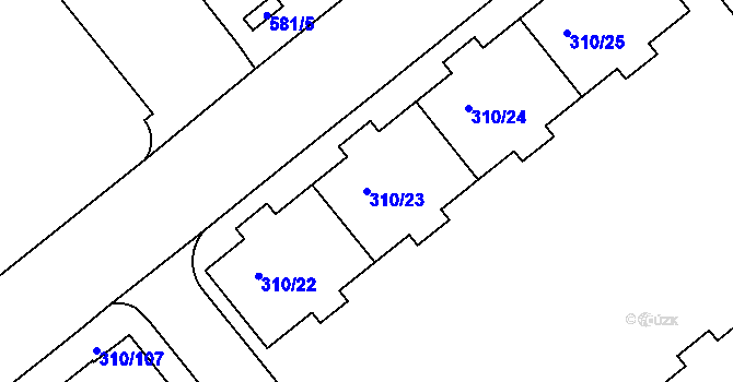 Parcela st. 310/23 v KÚ Michle, Katastrální mapa