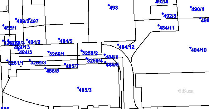 Parcela st. 484/1 v KÚ Michle, Katastrální mapa
