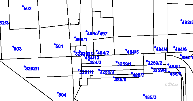 Parcela st. 484/2 v KÚ Michle, Katastrální mapa