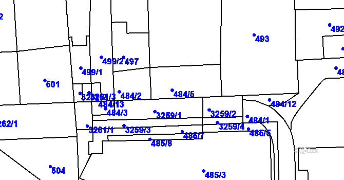 Parcela st. 484/5 v KÚ Michle, Katastrální mapa