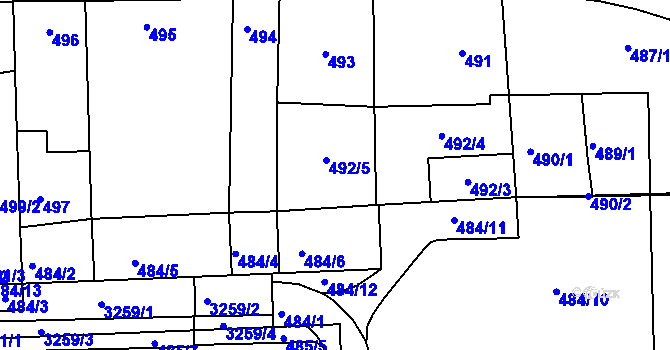 Parcela st. 492 v KÚ Michle, Katastrální mapa