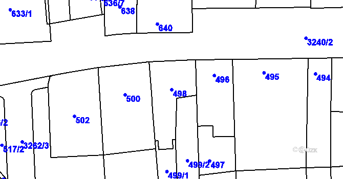 Parcela st. 498 v KÚ Michle, Katastrální mapa