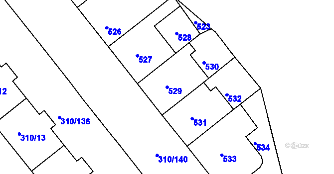 Parcela st. 529 v KÚ Michle, Katastrální mapa