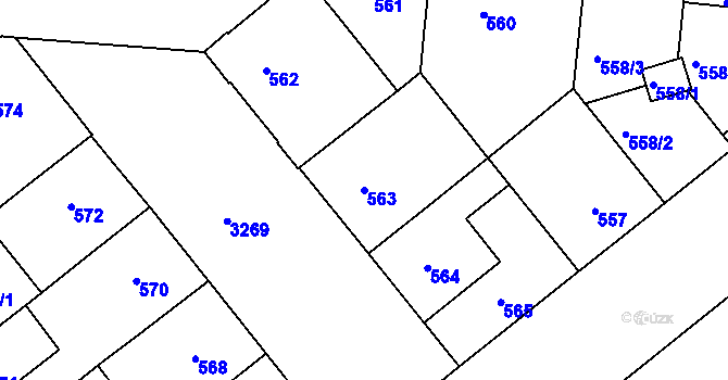 Parcela st. 563 v KÚ Michle, Katastrální mapa
