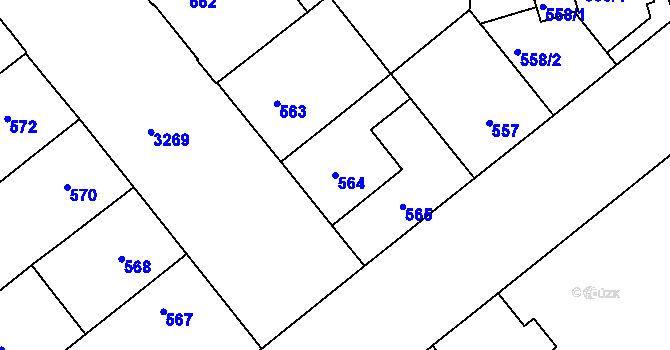 Parcela st. 564 v KÚ Michle, Katastrální mapa