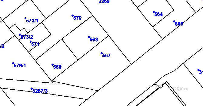 Parcela st. 567 v KÚ Michle, Katastrální mapa