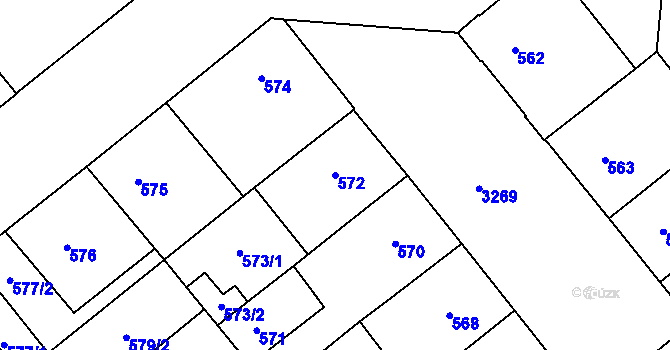 Parcela st. 572 v KÚ Michle, Katastrální mapa