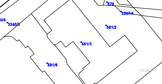 Parcela st. 581/3 v KÚ Michle, Katastrální mapa