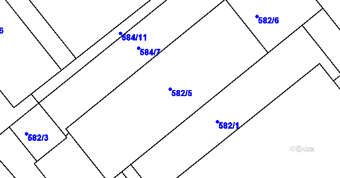 Parcela st. 582/5 v KÚ Michle, Katastrální mapa