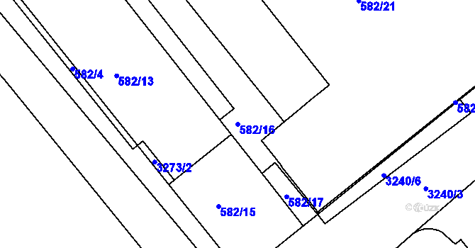 Parcela st. 582/16 v KÚ Michle, Katastrální mapa
