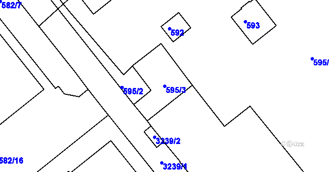 Parcela st. 595/3 v KÚ Michle, Katastrální mapa