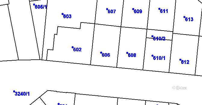 Parcela st. 606 v KÚ Michle, Katastrální mapa