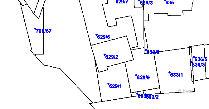 Parcela st. 629/2 v KÚ Michle, Katastrální mapa