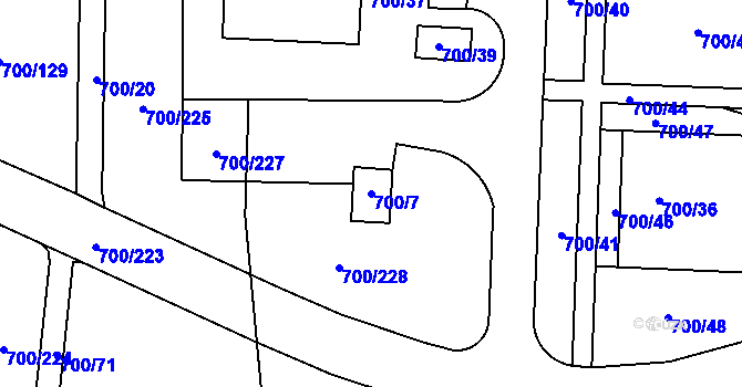 Parcela st. 700/7 v KÚ Michle, Katastrální mapa