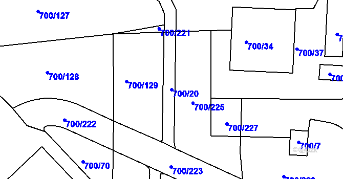 Parcela st. 700/20 v KÚ Michle, Katastrální mapa