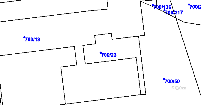 Parcela st. 700/23 v KÚ Michle, Katastrální mapa