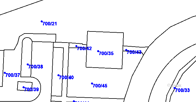 Parcela st. 700/35 v KÚ Michle, Katastrální mapa