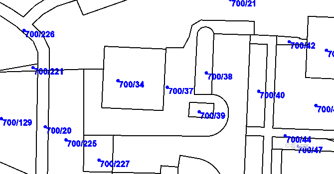 Parcela st. 700/37 v KÚ Michle, Katastrální mapa